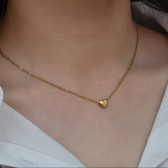 Minimalist Small Love Initial - A- Necklace – 18k Gold Stainless Steel Letter: A - Picture 6 of 10